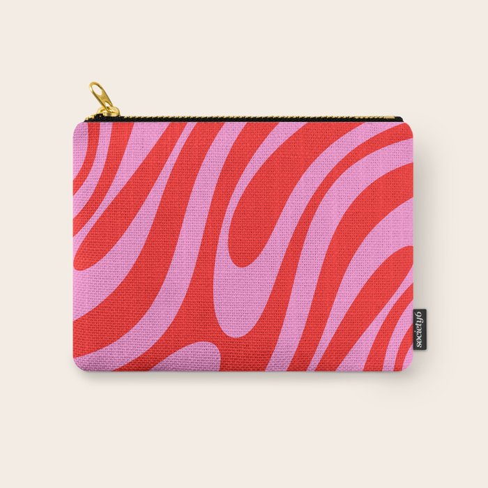 Bold Abstract Wavy Loops Pop Pattern in Preppy Pink and Red Carry All Pouch Gallery Image 1