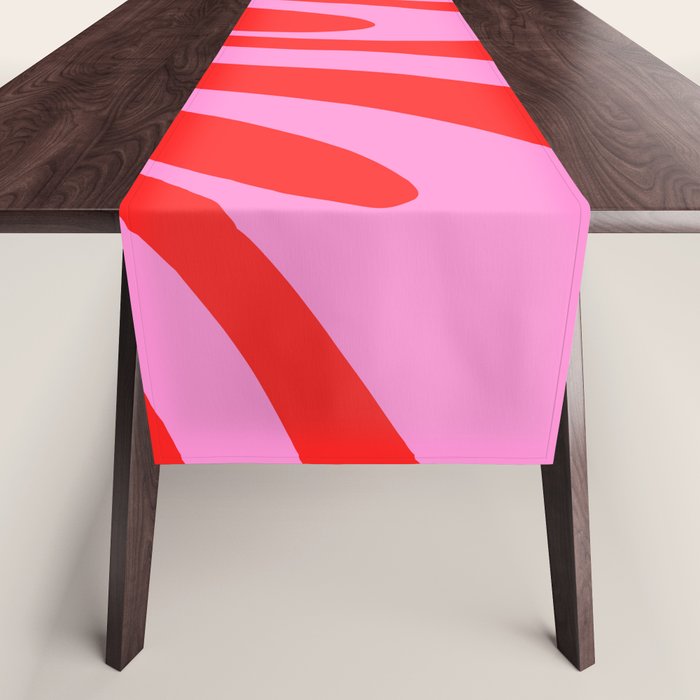 Bold Abstract Wavy Loops Pop Pattern in Preppy Pink and Red Table Runner Gallery Image 1