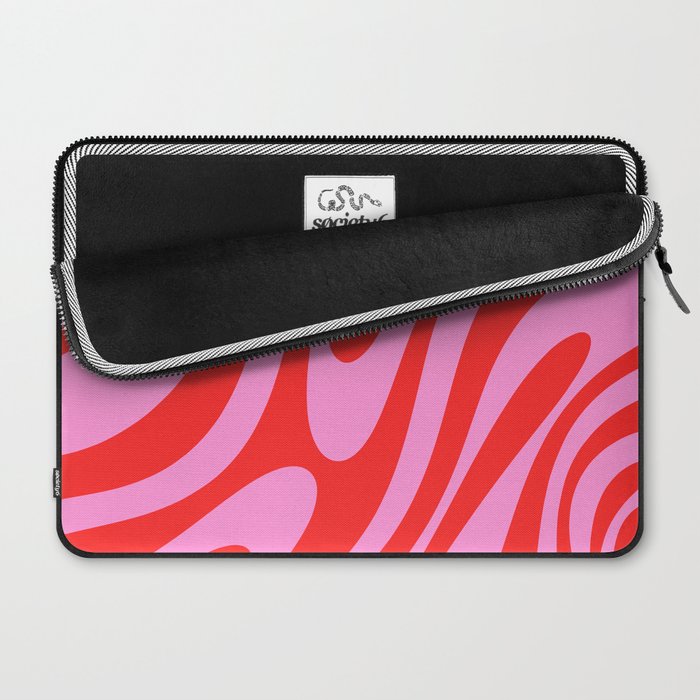 Bold Abstract Wavy Loops Pop Pattern in Preppy Pink and Red Laptop Sleeve Gallery Image 2