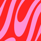 Bold Abstract Wavy Loops Pop Pattern in Preppy Pink and Red Coffee Mug Gallery Image 2