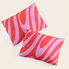 Bold Abstract Wavy Loops Pop Pattern in Preppy Pink and Red Pillow Sham Gallery Image 3