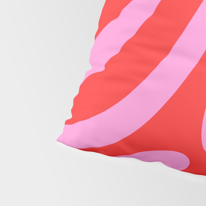 Bold Abstract Wavy Loops Pop Pattern in Preppy Pink and Red Pillow Sham Gallery Image 4