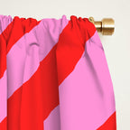 Bold Abstract Wavy Loops Pop Pattern in Preppy Pink and Red Window Curtain Gallery Image 2