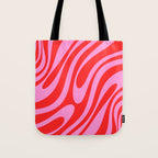 Bold Abstract Wavy Loops Pop Pattern in Preppy Pink and Red Tote Bag Gallery Image 1
