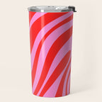 Bold Abstract Wavy Loops Pop Pattern in Preppy Pink and Red Travel Mug Gallery Image 2