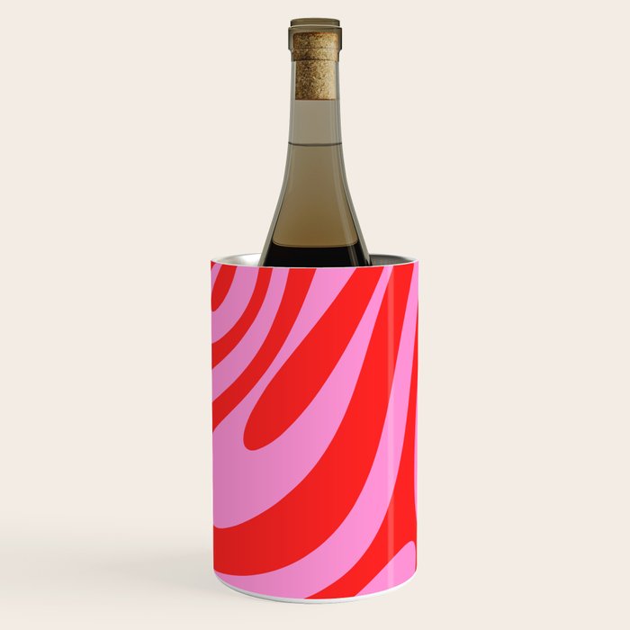Bold Abstract Wavy Loops Pop Pattern in Preppy Pink and Red Wine Chiller Gallery Image 2