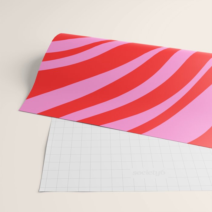 Bold Abstract Wavy Loops Pop Pattern in Preppy Pink and Red Wrapping Paper Gallery Image 2