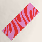 Bold Abstract Wavy Loops Pop Pattern in Preppy Pink and Red Yoga Mat Gallery Image 1
