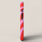 Bold Abstract Wavy Loops Pop Pattern in Preppy Pink and Red iPhone Case Gallery Image 2