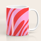 Bold Abstract Wavy Loops Pop Pattern in Preppy Pink and Red Coffee Mug Gallery Image 1