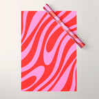 Bold Abstract Wavy Loops Pop Pattern in Preppy Pink and Red Wrapping Paper Gallery Image 1