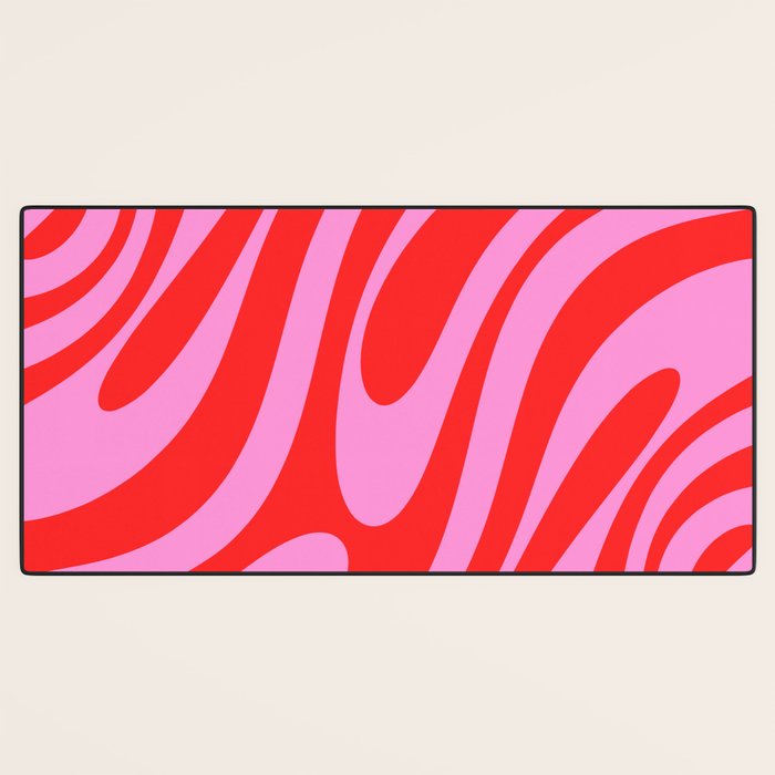 Bold Abstract Wavy Loops Pop Pattern in Preppy Pink and Red Desk Mat Gallery Image 3