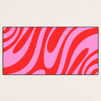 Bold Abstract Wavy Loops Pop Pattern in Preppy Pink and Red Desk Mat Gallery Image 3