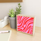 Bold Abstract Wavy Loops Pop Pattern in Preppy Pink and Red Mini Art Print Gallery Image 2