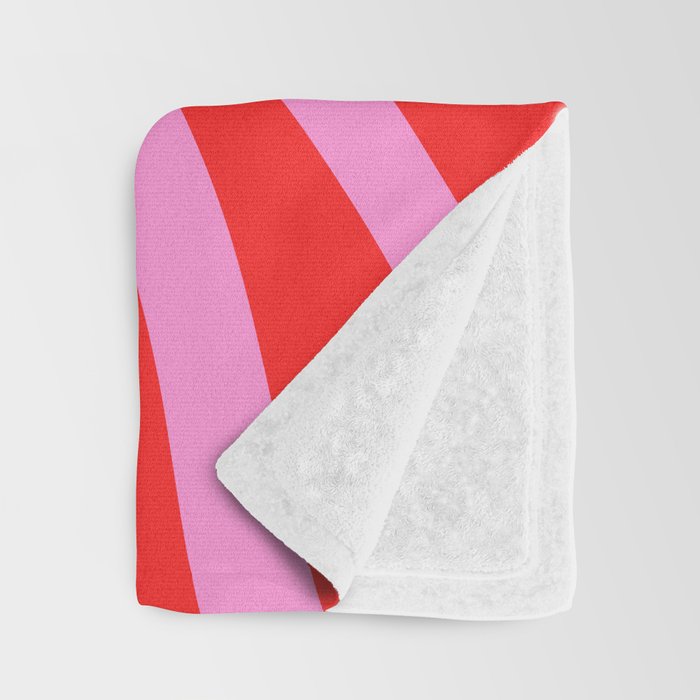 Bold Abstract Wavy Loops Pop Pattern in Preppy Pink and Red Throw Blanket Gallery Image 3