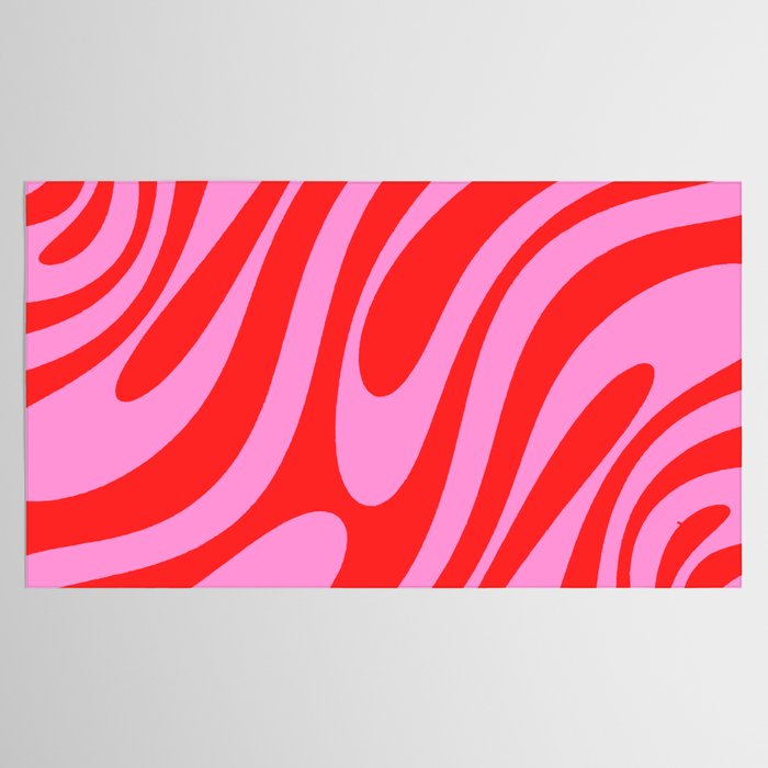 Bold Abstract Wavy Loops Pop Pattern in Preppy Pink and Red Tablecloth Gallery Image 2