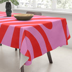 Bold Abstract Wavy Loops Pop Pattern in Preppy Pink and Red Tablecloth Gallery Image 3