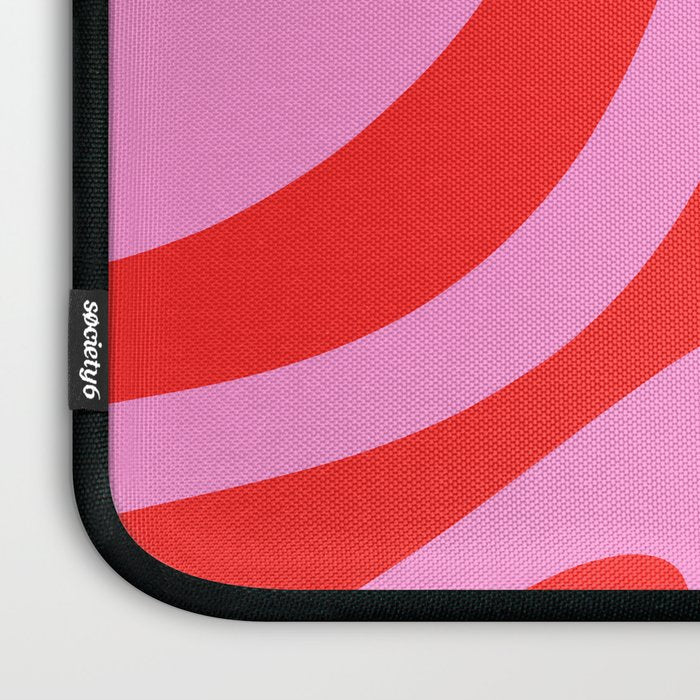 Bold Abstract Wavy Loops Pop Pattern in Preppy Pink and Red Laptop Sleeve Gallery Image 3