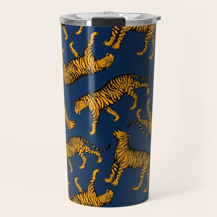 Tigers (Navy Blue and Marigold) Travel Mug Gallery Image 1