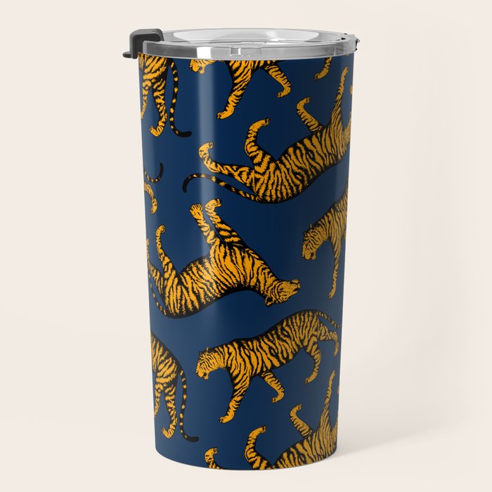 Tigers (Navy Blue and Marigold) Travel Mug Gallery Image 3