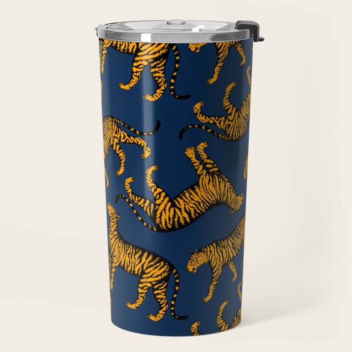 Tigers (Navy Blue and Marigold) Travel Mug Gallery Image 2