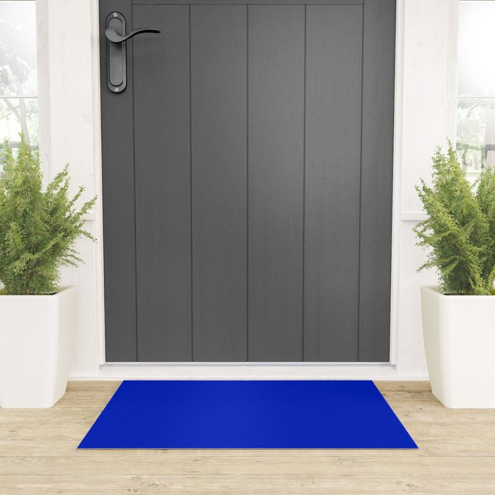 Solid Deep Cobalt Blue Color Welcome Mat Gallery Image 3