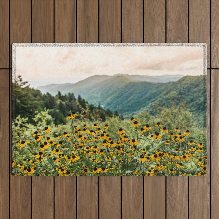 Smoky Mountains Wildflower Nature Photography Outdoor Rug Gallery Image 1