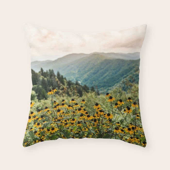 Smoky Mountains Wildflower Nature Photography Throw Pillow Gallery Image 1