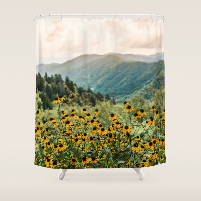 Smoky Mountains Wildflower Nature Photography Shower Curtain Gallery Image 1