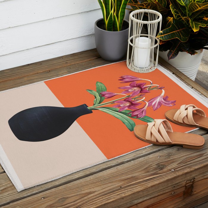 Flowers in Black Vase 4 Outdoor Rug Gallery Image 2