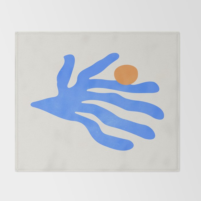 Jazz Blue Leaf: Matisse Series 02 | Mid-Century Edition Throw Blanket Gallery Image 2