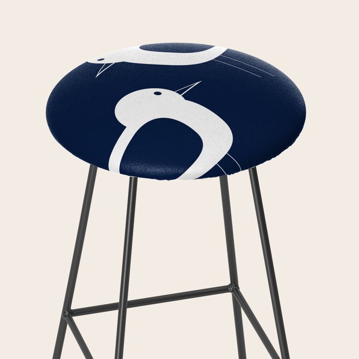 Shorebird Pair - Minimalist Beach Birds in White and Nautical Navy Blue Stool Gallery Image 2