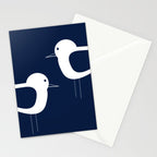 Shorebird Pair - Minimalist Beach Birds in White and Nautical Navy Blue Stationery Card Gallery Image 2