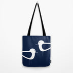 Shorebird Pair - Minimalist Beach Birds in White and Nautical Navy Blue Tote Bag Gallery Image 2