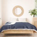 Shorebird Pair - Minimalist Beach Birds in White and Nautical Navy Blue Duvet Cover Gallery Image 3