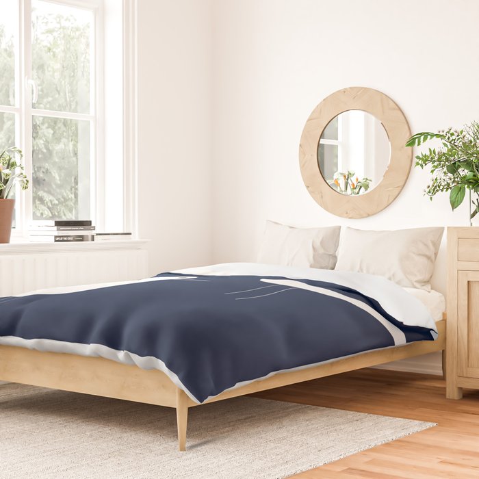 Shorebird Pair - Minimalist Beach Birds in White and Nautical Navy Blue Duvet Cover Gallery Image 2