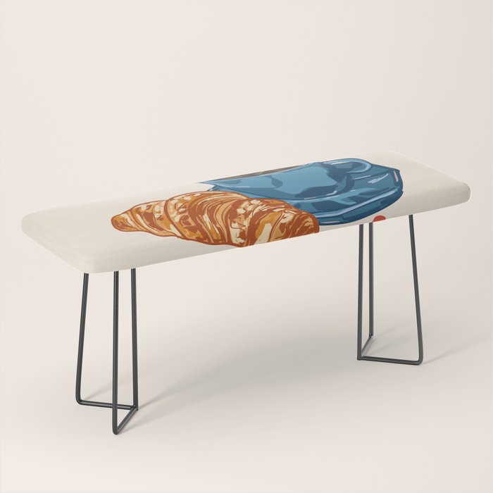 Coffee Club - Croissant and Espresso Illustration Bench Gallery Image 1