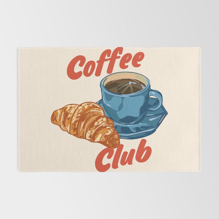 Coffee Club - Croissant and Espresso Illustration Rug Gallery Image 2