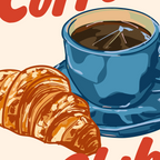 Coffee Club - Croissant and Espresso Illustration Coffee Mug Gallery Image 2