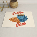 Coffee Club - Croissant and Espresso Illustration Rug Gallery Image 1