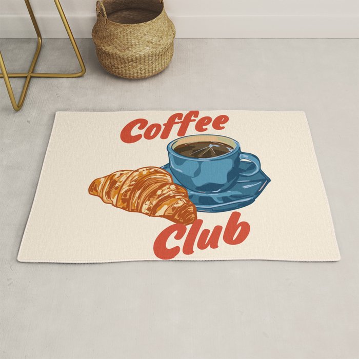 Coffee Club - Croissant and Espresso Illustration Rug Gallery Image 1