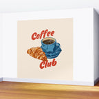 Coffee Club - Croissant and Espresso Illustration Wall Mural Gallery Image 2