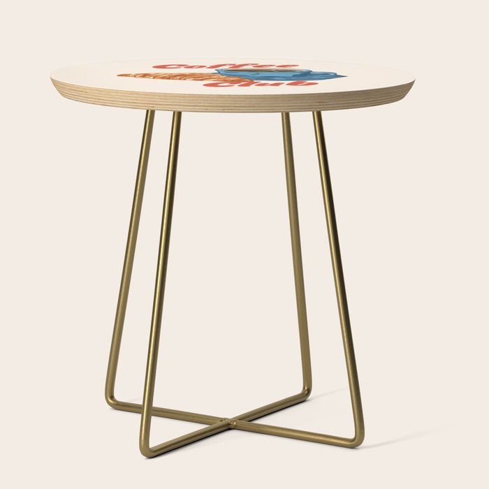 Coffee Club - Croissant and Espresso Illustration Side Table Gallery Image 1