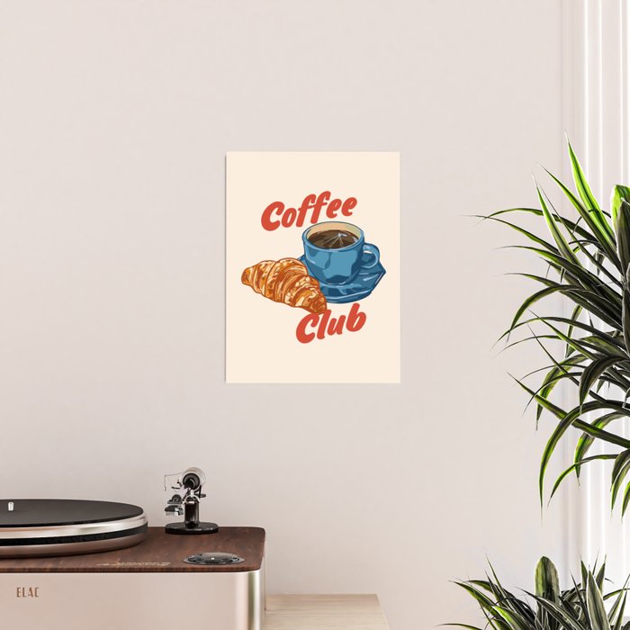 Coffee Club - Croissant and Espresso Illustration Poster Gallery Image 2