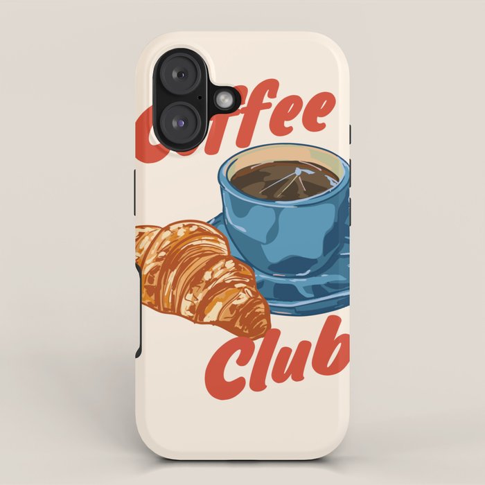 Coffee Club - Croissant and Espresso Illustration iPhone Case Gallery Image 1