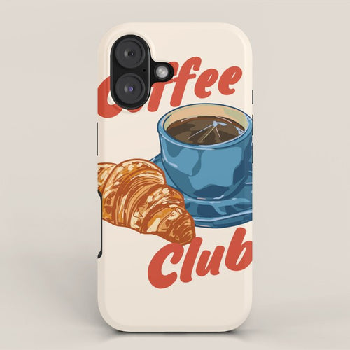 Coffee Club - Croissant And Espresso Illustration Iphone Case Gallery Image 1