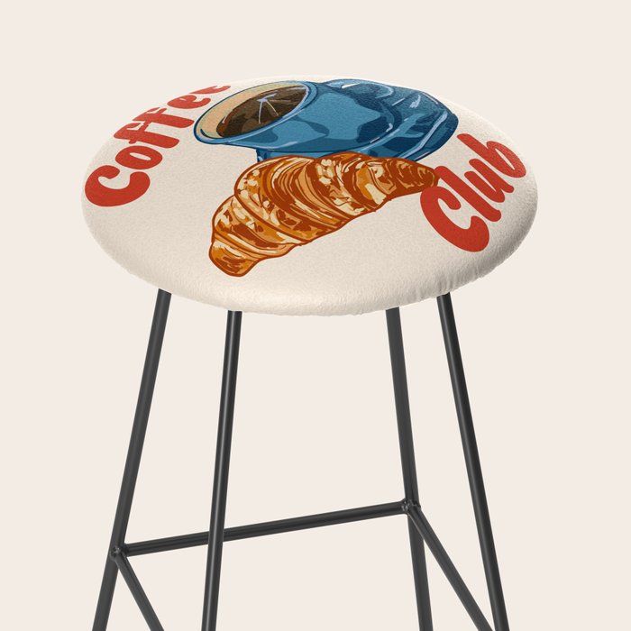Coffee Club - Croissant and Espresso Illustration Stool Gallery Image 2