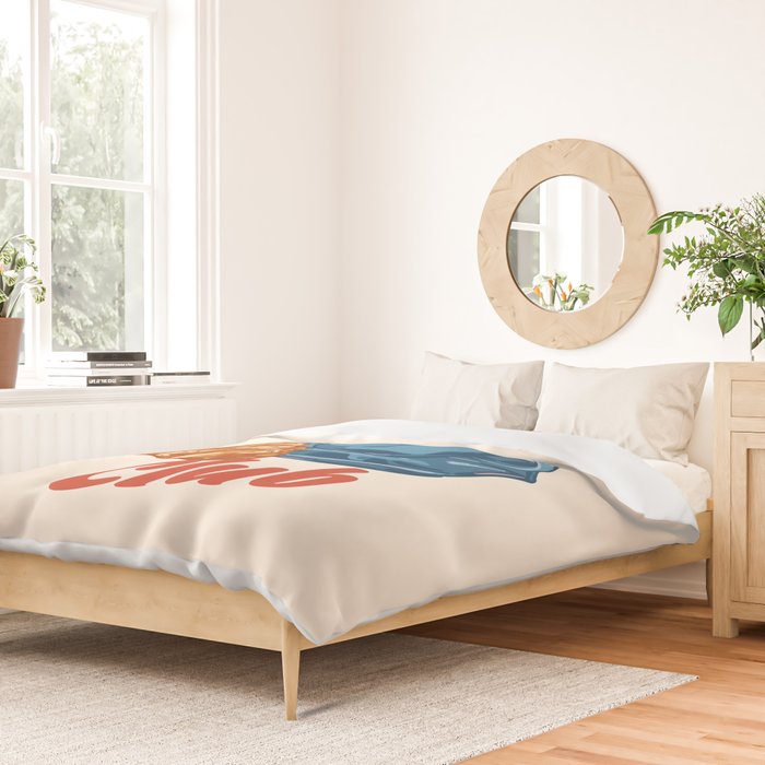 Coffee Club - Croissant and Espresso Illustration Duvet Cover Gallery Image 2