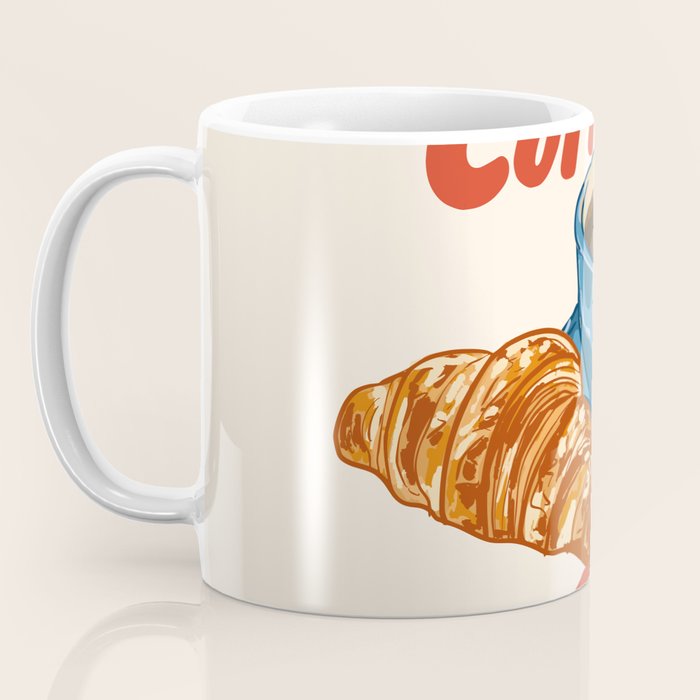 Coffee Club - Croissant and Espresso Illustration Coffee Mug Gallery Image 3