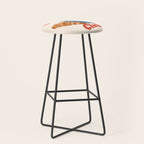 Coffee Club - Croissant and Espresso Illustration Stool Gallery Image 1
